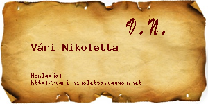 Vári Nikoletta névjegykártya